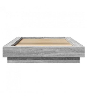 vidaXL Bed Frame with LED Lights without Mattress Grey Sonoma 75x190cm — Size: 75 x 190 cm