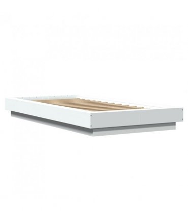 vidaXL Bed Frame with LED Lights without Mattress White 90x200cm — Size: 90 x 200 cm