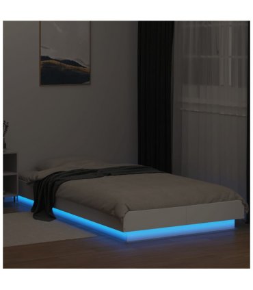 vidaXL Bed Frame with LED Lights without Mattress White 90x200cm — Size: 90 x 200 cm
