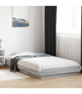 vidaXL Bed Frame with LED Lights without Mattress Grey Sonoma 90x200cm — Size: 90 x 200 cm