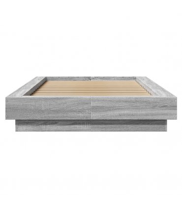 vidaXL Bed Frame with LED Lights without Mattress Grey Sonoma 90x200cm — Size: 90 x 200 cm