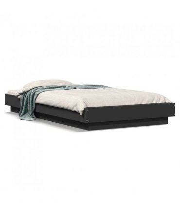 vidaXL Bed Frame with LED Lights without Mattress Black 75x190cm — Size: 75 x 190 cm