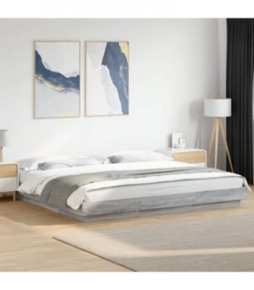 vidaXL Bed Frame with LED Lights without Mattress Grey Sonoma 180x200cm — Size: 180 x 200 cm