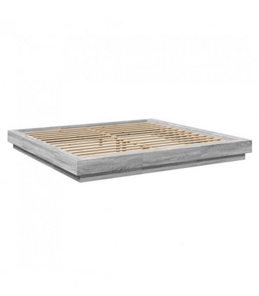 vidaXL Bed Frame with LED Lights without Mattress Grey Sonoma 180x200cm — Size: 180 x 200 cm