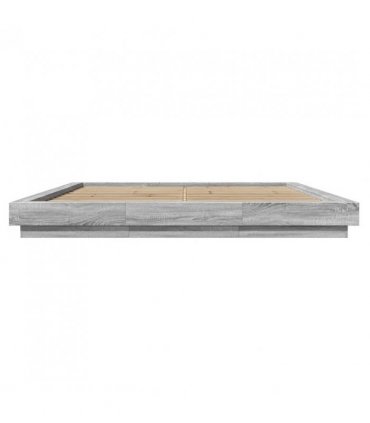 vidaXL Bed Frame with LED Lights without Mattress Grey Sonoma 180x200cm — Size: 180 x 200 cm