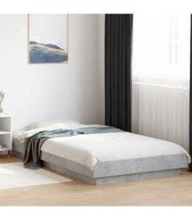 vidaXL Bed Frame with LED Lights without Mattress Concrete Grey 75x190cm — Size: 75 x 190 cm