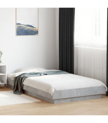 vidaXL Bed Frame with LED Lights without Mattress Concrete Grey 75x190cm — Size: 75 x 190 cm