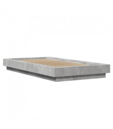 vidaXL Bed Frame with LED Lights without Mattress Concrete Grey 75x190cm — Size: 75 x 190 cm