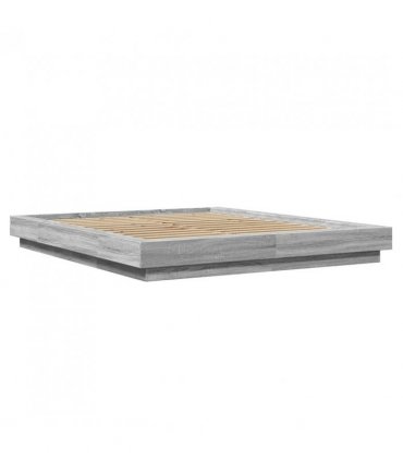 vidaXL Bed Frame with LED Lights without Mattress Grey Sonoma 160x200cm — Size: 160 x 200 cm