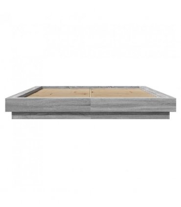 vidaXL Bed Frame with LED Lights without Mattress Grey Sonoma 160x200cm — Size: 160 x 200 cm