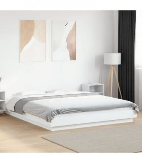 vidaXL Bed Frame with LED Lights without Mattress White 160x200cm — Size: 160 x 200 cm