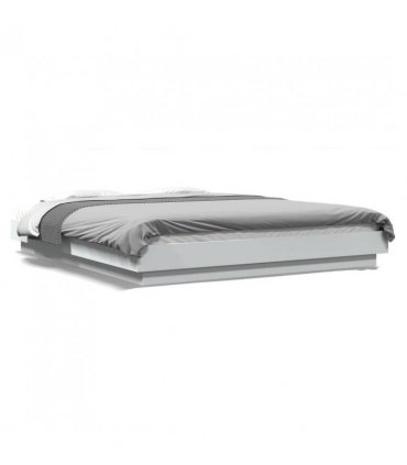 vidaXL Bed Frame with LED Lights without Mattress White 160x200cm — Size: 160 x 200 cm