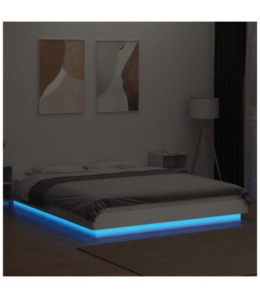 vidaXL Bed Frame with LED Lights without Mattress White 160x200cm — Size: 160 x 200 cm