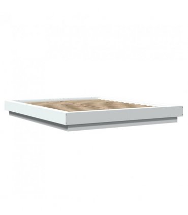 vidaXL Bed Frame with LED Lights without Mattress White 150x200cm — Size: 150 x 200 cm