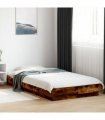 vidaXL Bed Frame with LED Lights without Mattress Smoked Oak 90x200cm — Size: 90 x 200 cm