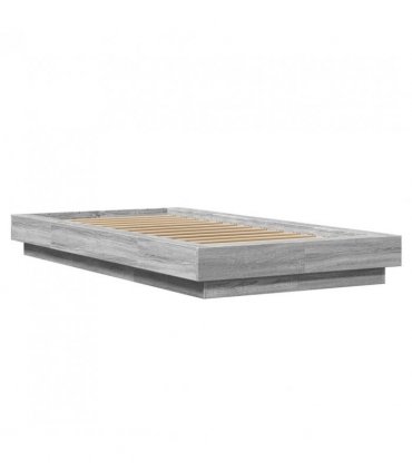 vidaXL Bed Frame with LED Lights without Mattress Grey Sonoma 100x200cm — Size: 100 x 200 cm
