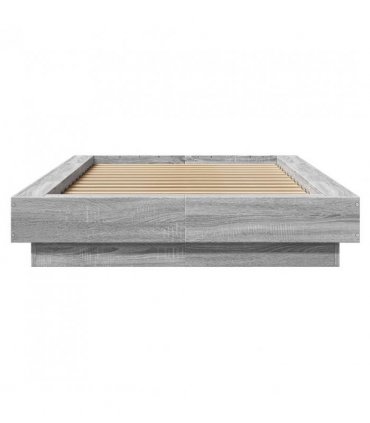 vidaXL Bed Frame with LED Lights without Mattress Grey Sonoma 100x200cm — Size: 100 x 200 cm