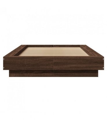 vidaXL Bed Frame with LED Lights without Mattress Brown Oak 75x190cm — Size: 75 x 190 cm