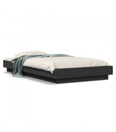 vidaXL Bed Frame with LED Lights without Mattress Black 90x190cm — Size: 90 x 190 cm