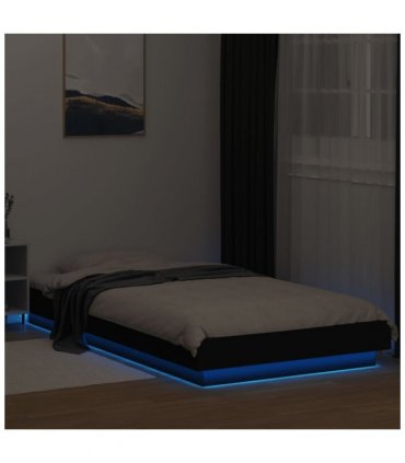 vidaXL Bed Frame with LED Lights without Mattress Black 90x190cm — Size: 90 x 190 cm
