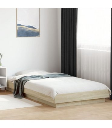 vidaXL Bed Frame with LED Lights without Mattress Sonoma Oak 100x200cm — Size: 100 x 200 cm