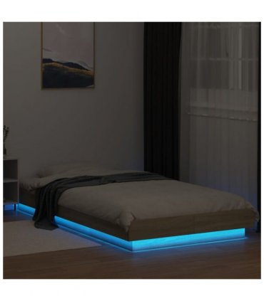 vidaXL Bed Frame with LED Lights without Mattress Sonoma Oak 100x200cm — Size: 100 x 200 cm