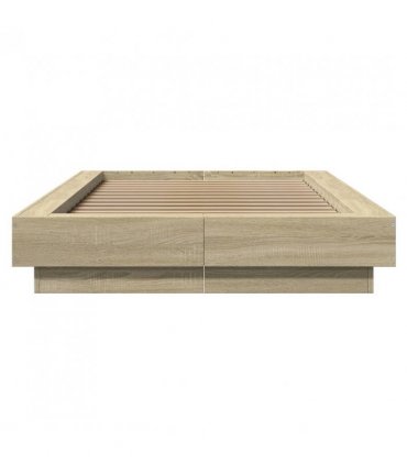 vidaXL Bed Frame with LED Lights without Mattress Sonoma Oak 100x200cm — Size: 100 x 200 cm