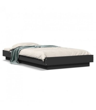 vidaXL Bed Frame with LED Lights without Mattress Black 100x200cm — Size: 100 x 200 cm