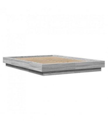 vidaXL Bed Frame with LED Lights without Mattress Grey Sonoma 140x200cm — Size: 140 x 200 cm