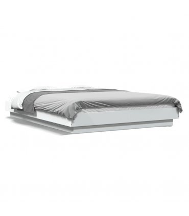 vidaXL Bed Frame with LED Lights without Mattress White 120x200cm — Size: 120 x 200 cm
