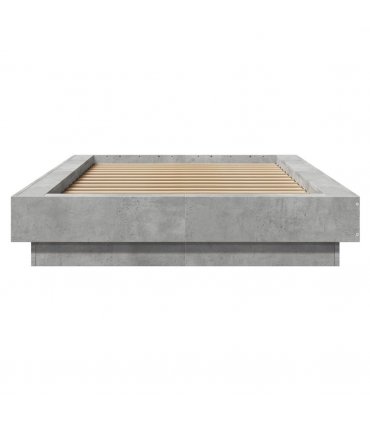 vidaXL Bed Frame with LED Lights without Mattress Concrete Grey 90x190cm — Size: 90 x 190 cm