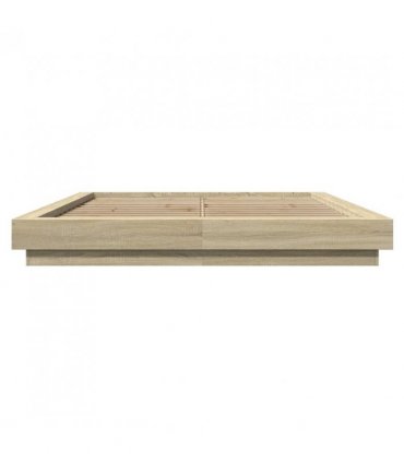 vidaXL Bed Frame with LED Lights without Mattress Sonoma Oak 160x200cm — Size: 160 x 200 cm