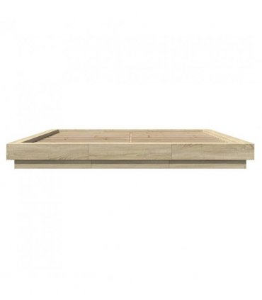 vidaXL Bed Frame with LED Lights without Mattress Sonoma Oak 200x200cm — Size: 200 x 200 cm