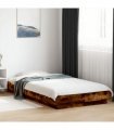 vidaXL Bed Frame with LED Lights without Mattress Smoked Oak 90x190cm — Size: 90 x 190 cm