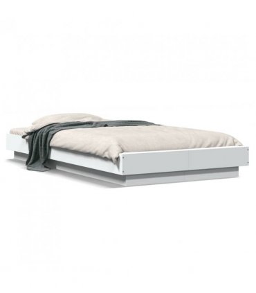 vidaXL Bed Frame with LED Lights without Mattress White 75x190cm — Size: 75 x 190 cm