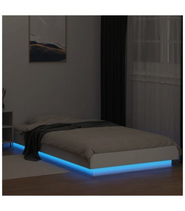 vidaXL Bed Frame with LED Lights without Mattress White 75x190cm — Size: 75 x 190 cm