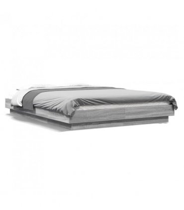 vidaXL Bed Frame with LED Lights without Mattress Grey Sonoma 120x200cm — Size: 120 x 200 cm