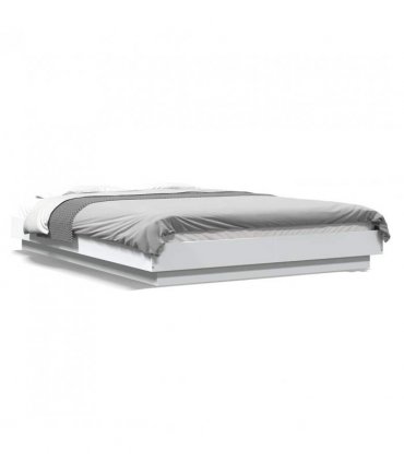 vidaXL Bed Frame with LED Lights without Mattress White 120x190cm — Size: 120 x 190 cm
