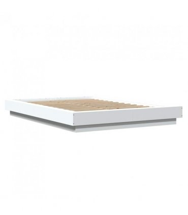 vidaXL Bed Frame with LED Lights without Mattress White 120x190cm — Size: 120 x 190 cm