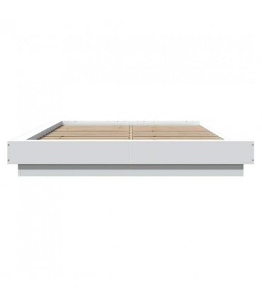 vidaXL Bed Frame with LED Lights without Mattress White 120x190cm — Size: 120 x 190 cm