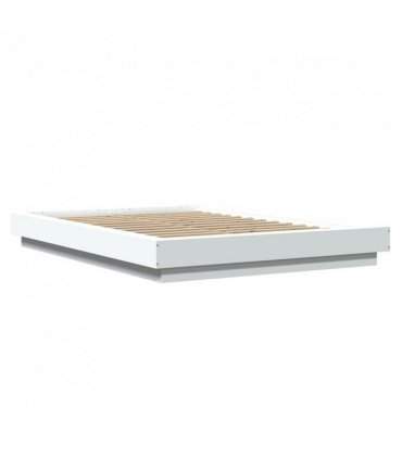 vidaXL Bed Frame with LED Lights without Mattress White 135x190cm — Size: 135 x 190 cm
