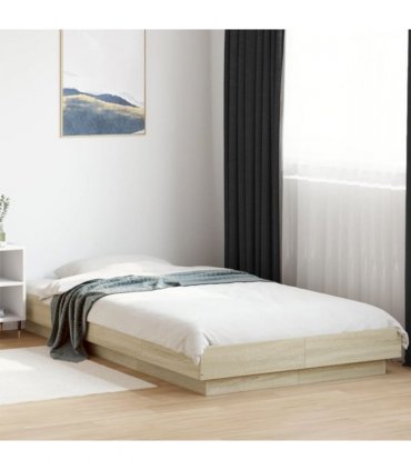 vidaXL Bed Frame with LED Lights without Mattress Sonoma Oak 90x190cm — Size: 90 x 190 cm
