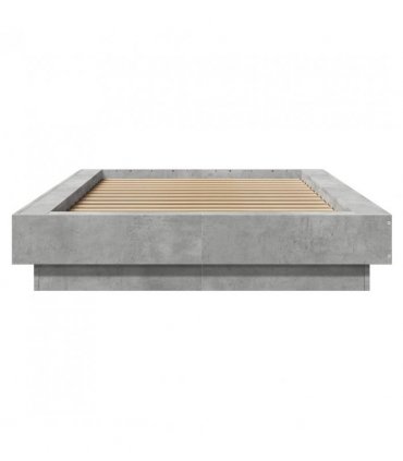 vidaXL Bed Frame with LED Lights without Mattress Concrete Grey 100x200cm — Size: 100 x 200 cm