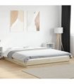 vidaXL Bed Frame with LED Lights without Mattress Sonoma Oak 150x200cm — Size: 150 x 200 cm