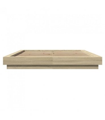vidaXL Bed Frame with LED Lights without Mattress Sonoma Oak 150x200cm — Size: 150 x 200 cm