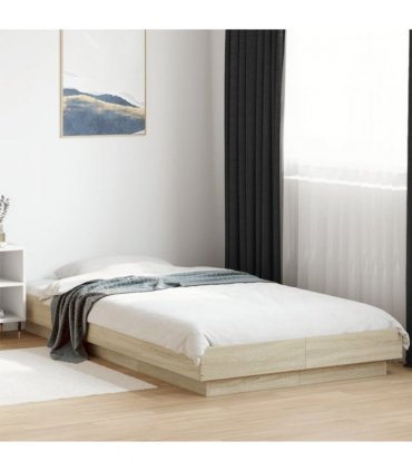vidaXL Bed Frame with LED Lights without Mattress Sonoma Oak 90x200cm — Size: 90 x 200 cm