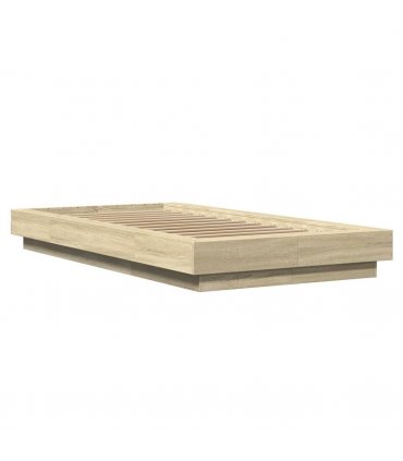 vidaXL Bed Frame with LED Lights without Mattress Sonoma Oak 90x200cm — Size: 90 x 200 cm