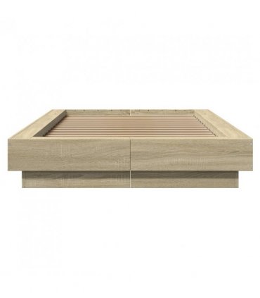 vidaXL Bed Frame with LED Lights without Mattress Sonoma Oak 90x200cm — Size: 90 x 200 cm