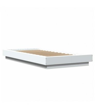 vidaXL Bed Frame with LED Lights without Mattress White 100x200cm — Size: 100 x 200 cm