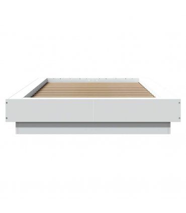 vidaXL Bed Frame with LED Lights without Mattress White 100x200cm — Size: 100 x 200 cm